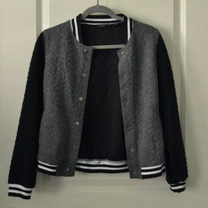 Poetry Quilted Black and White Bomber Jacket, S